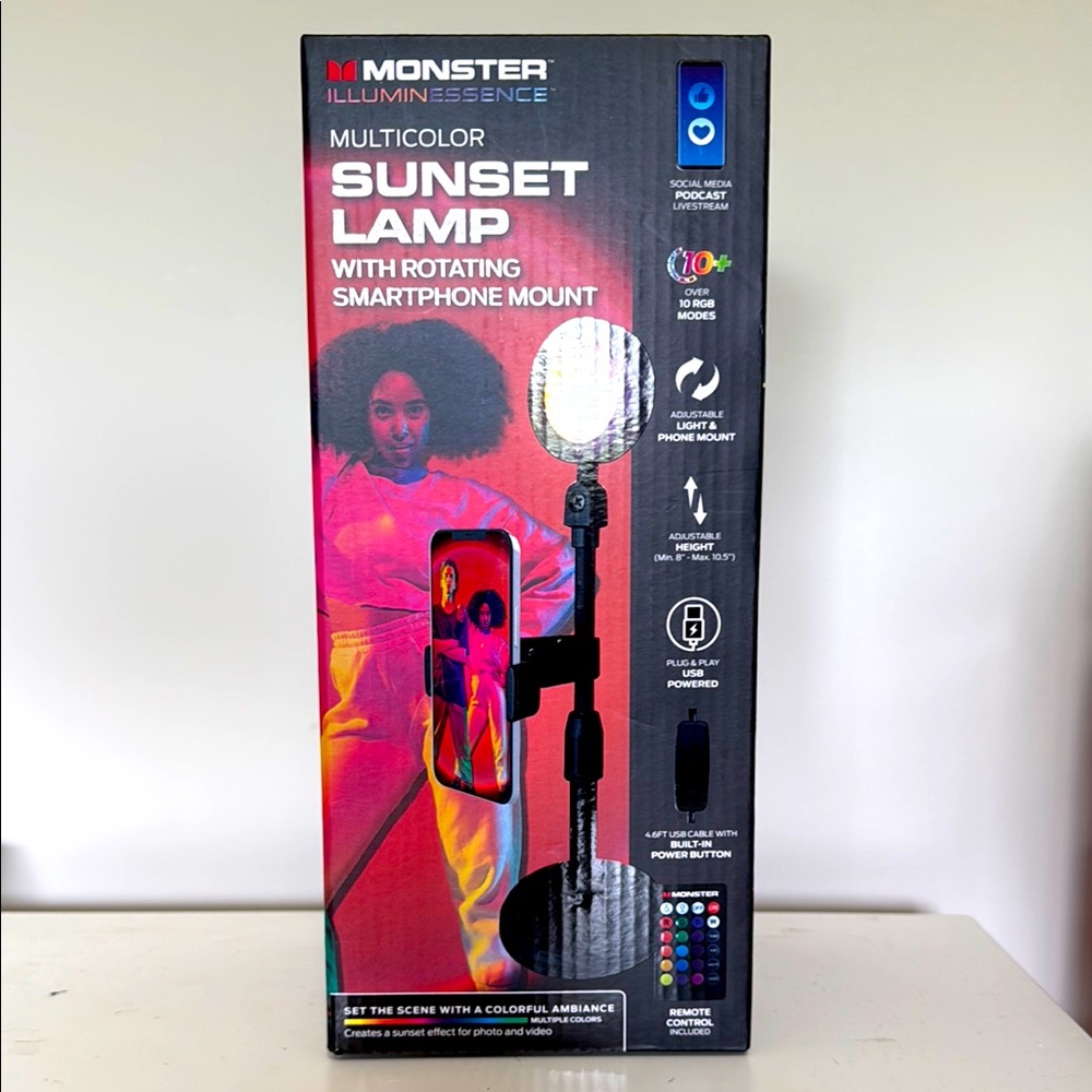 Multicolor Sunset Lamp with Smartphone Mount